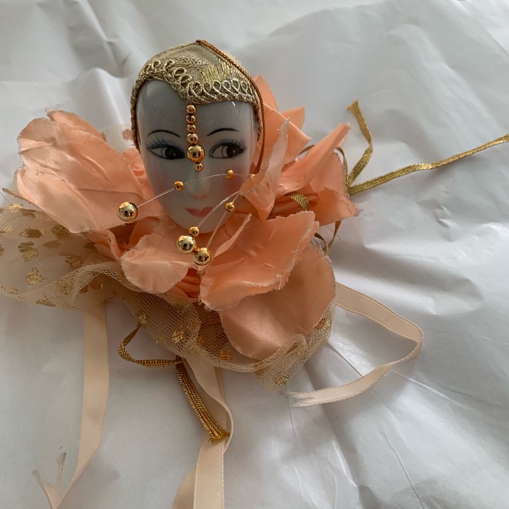 Mann Porcelain Head Flapper Girl Coral
